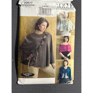 Vogue Accessories V0677 Sewing Pattern For Wrap Cape & Shrug L-XL By Elizabeth G